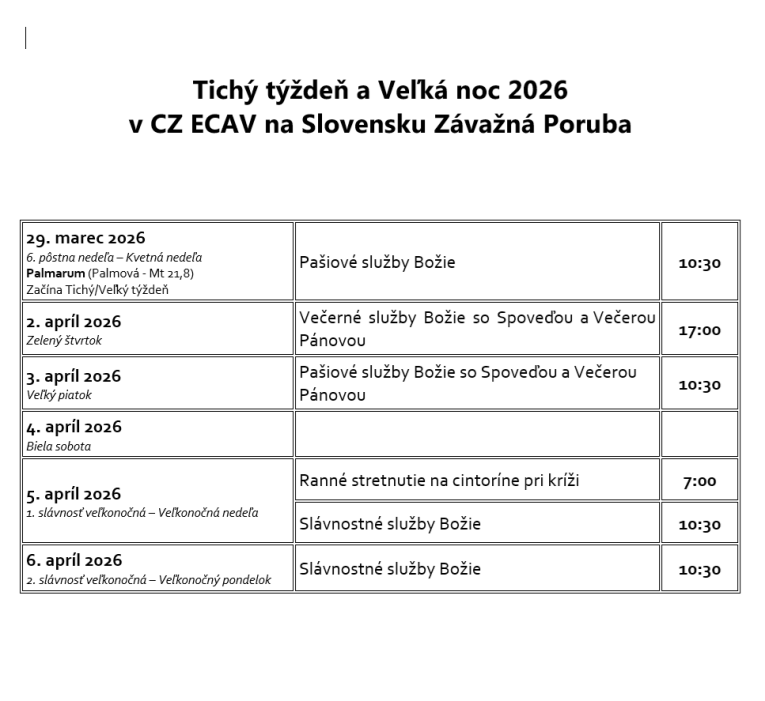 Harmonogram zborových stretnutí